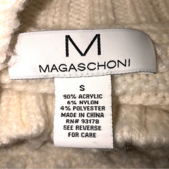 M Magaschoni Womens Size Small Sweater Knobby High Neck Long Sleeve Cream Cozy - Picture 2 of 7